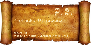 Prohaska Ulisszesz névjegykártya